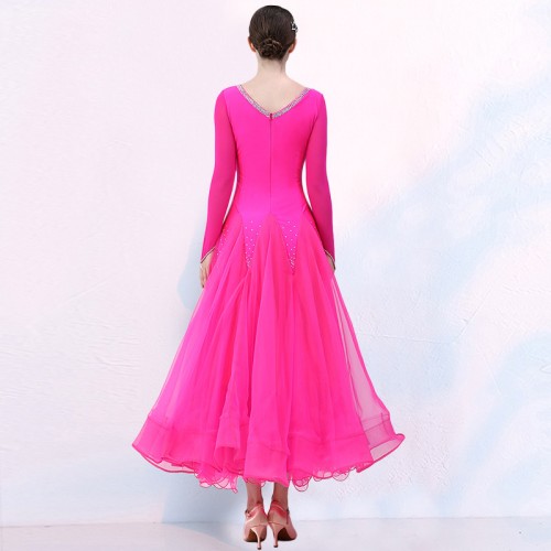Black red fuchsia competition ballroom dancing dresses for women girls professional standard waltz tango foxtrot smooth dance long gown for female
